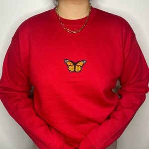 NWT Butterfly Crewneck Fleece Sweater